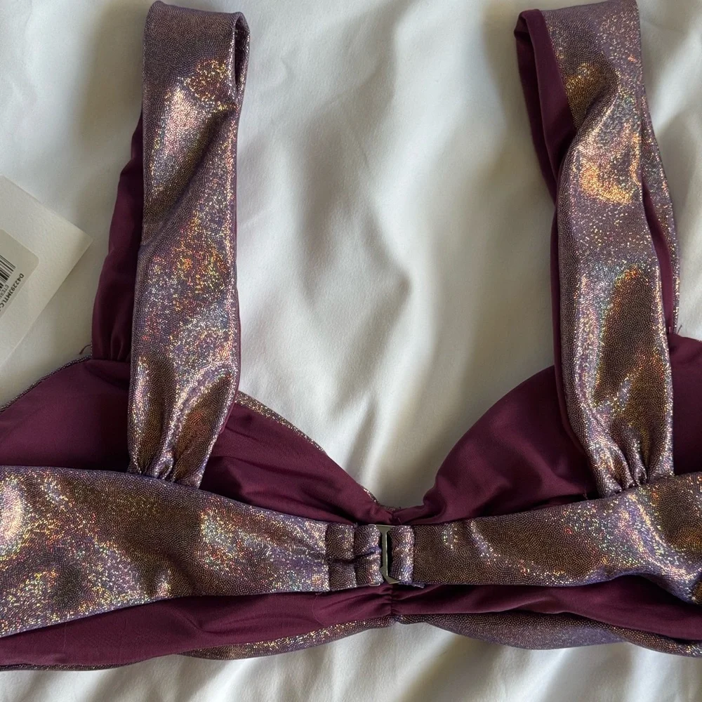NWT Dippin’ Daisy’s Iridescent Holographic Purple Shimmer Bikini Set – Size XL - Picture 9 of 11